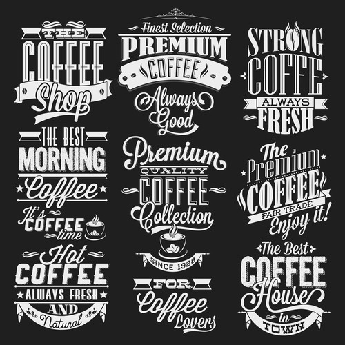 sheet labels with typography designs