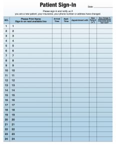 Patient Sign in Sheets HIPAA Compliant